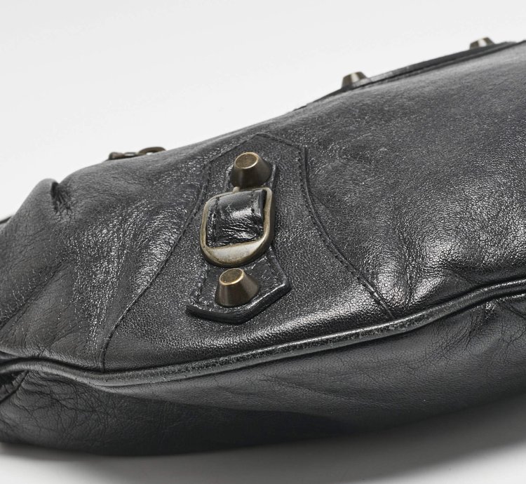 Balenciaga Black Leather Classic Hardware Oval Clutch