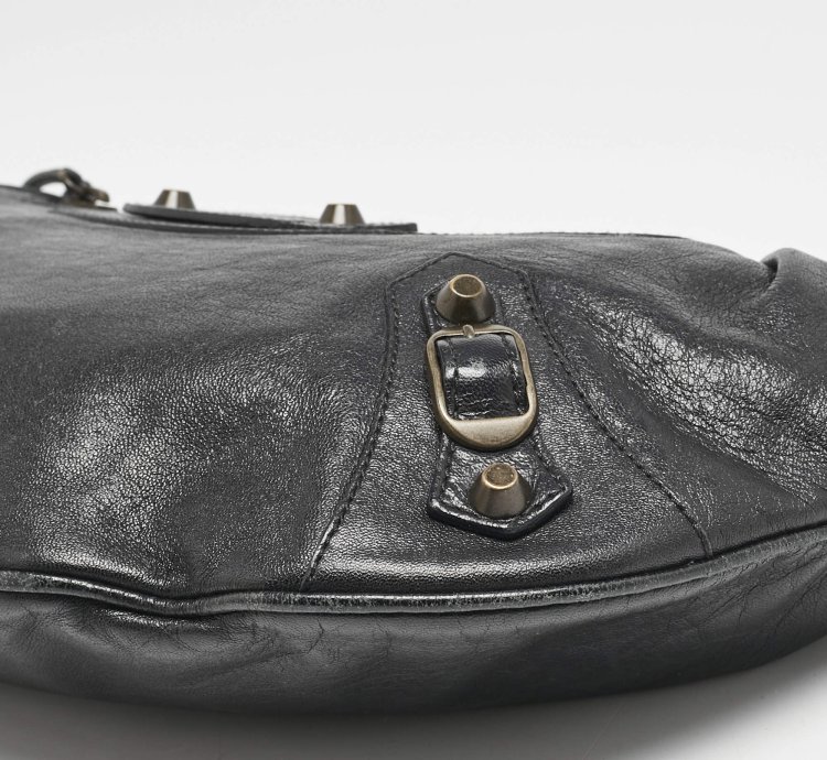 Balenciaga Black Leather Classic Hardware Oval Clutch