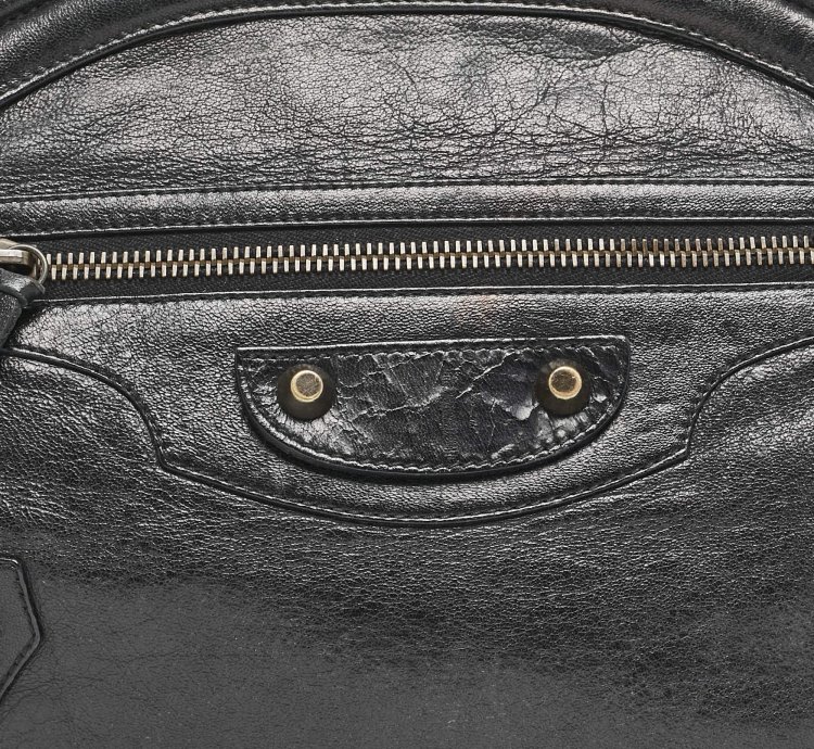 Balenciaga Black Leather Classic Hardware Oval Clutch