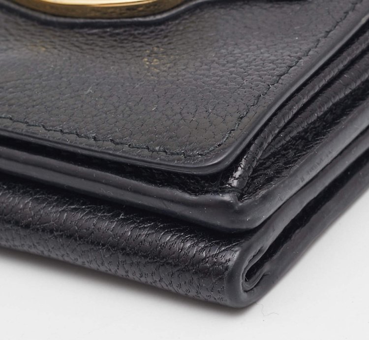 Balenciaga Black Leather Classic Metallic Edge Trifold Wallet