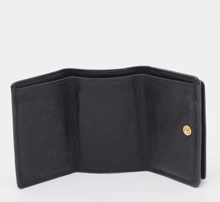 Balenciaga Black Leather Classic Metallic Edge Trifold Wallet