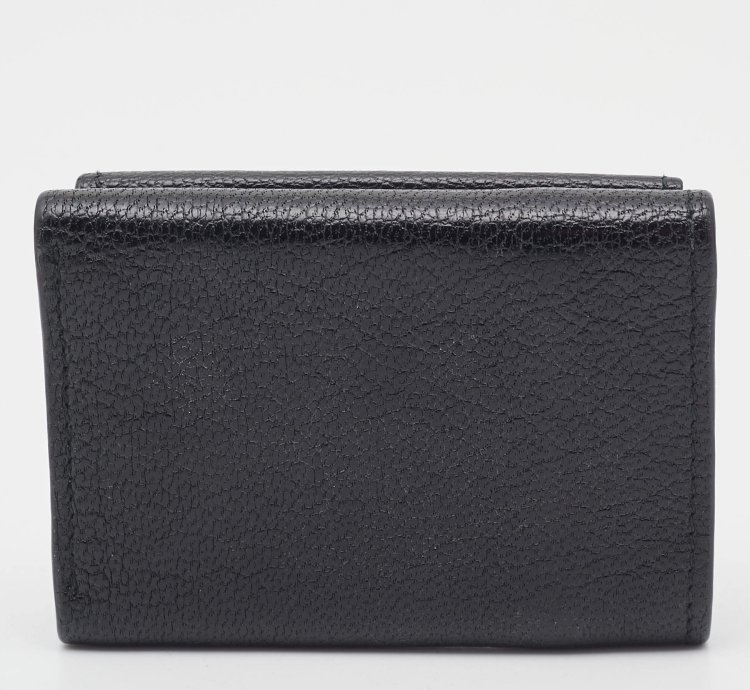 Balenciaga Black Leather Classic Metallic Edge Trifold Wallet
