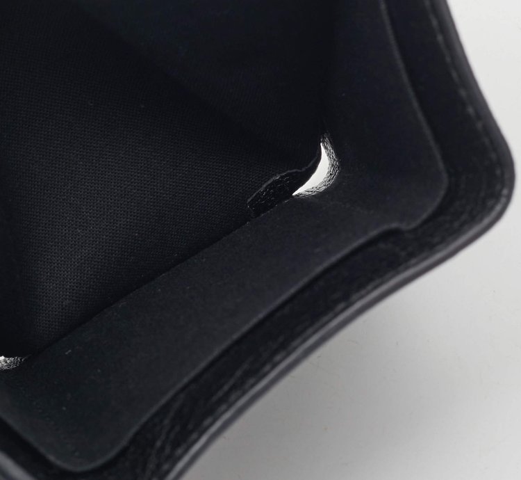 Balenciaga Black Leather Classic Metallic Edge Trifold Wallet