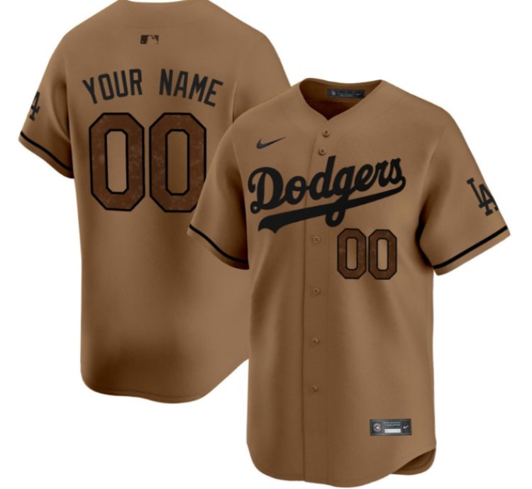 Custom Los Angeles Dodgers Brown Jersey Name And Number All Stitched