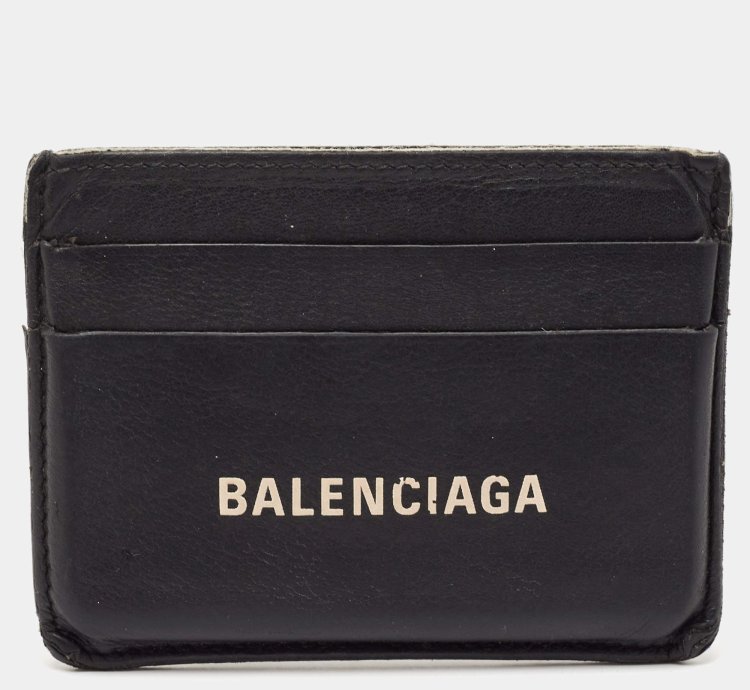 Balenciaga Black Leather Logo Card Holder
