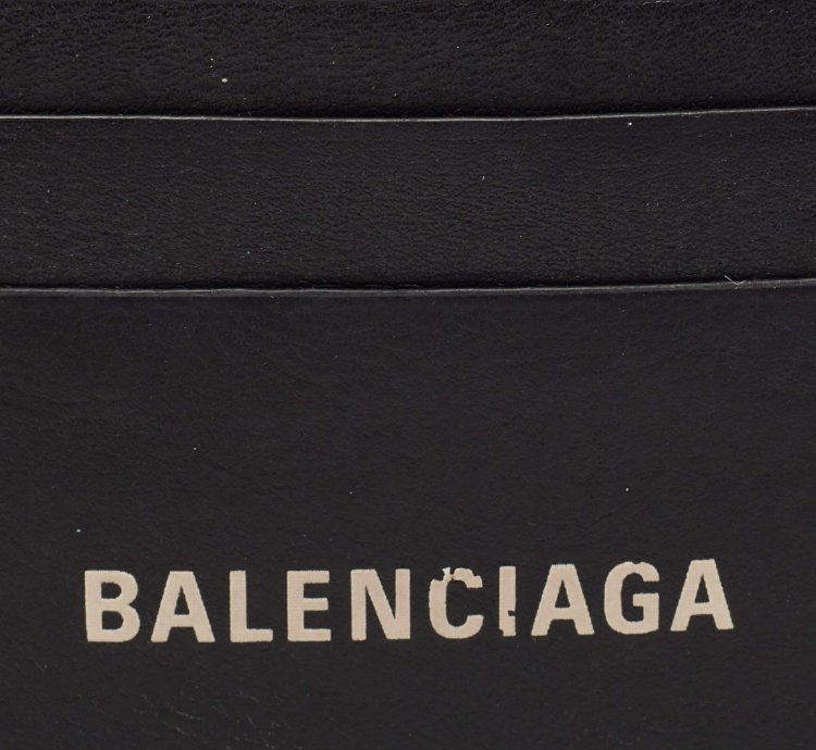 Balenciaga Black Leather Logo Card Holder