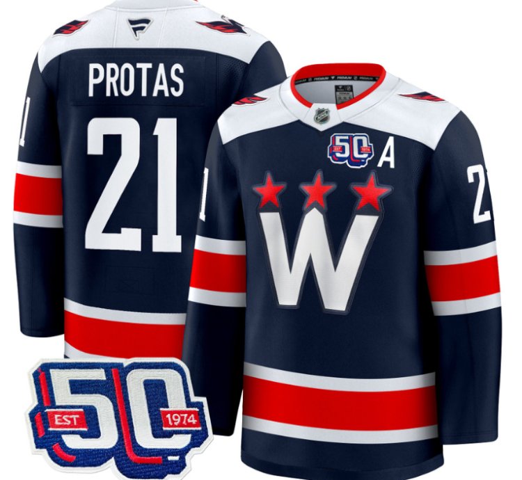 Men Aliaksei Protas Jersey 21 Washington Capitals 50th Anniversary Navy