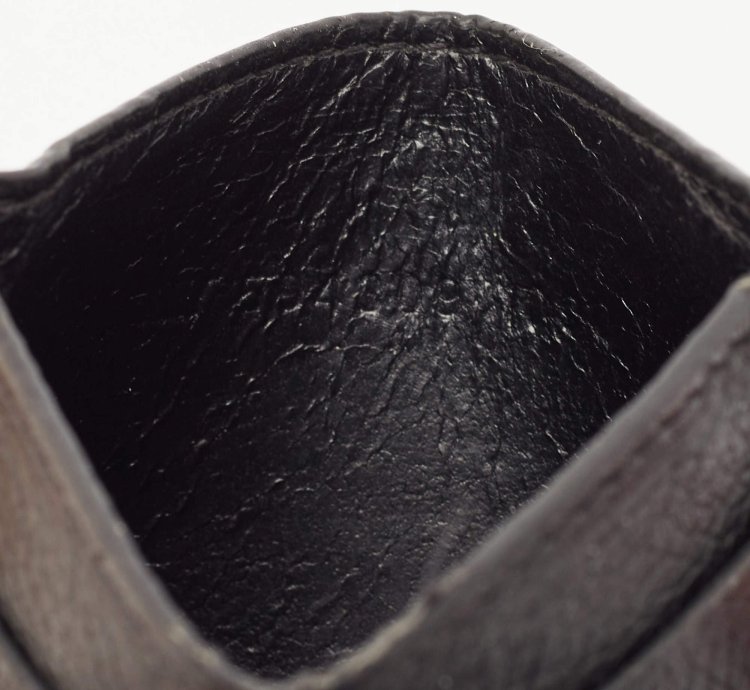 Balenciaga Black Leather Logo Print Card Case