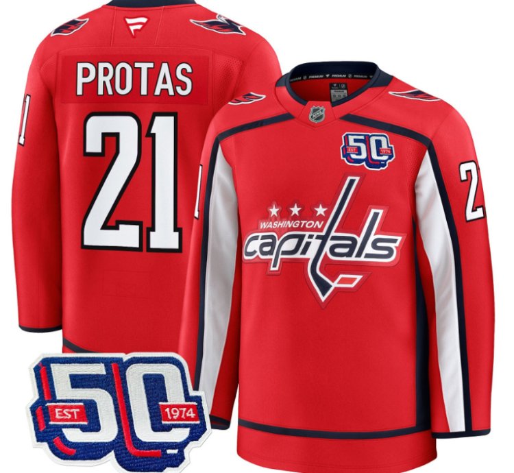 Men Aliaksei Protas Jersey 21 Washington Capitals 50th Anniversary Red
