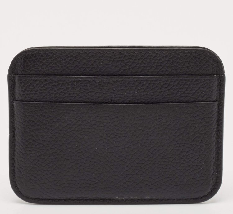 Balenciaga Black Leather Logo Print Card Holder