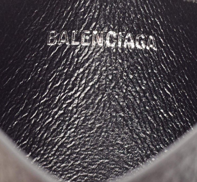 Balenciaga Black Leather Logo Print Card Holder