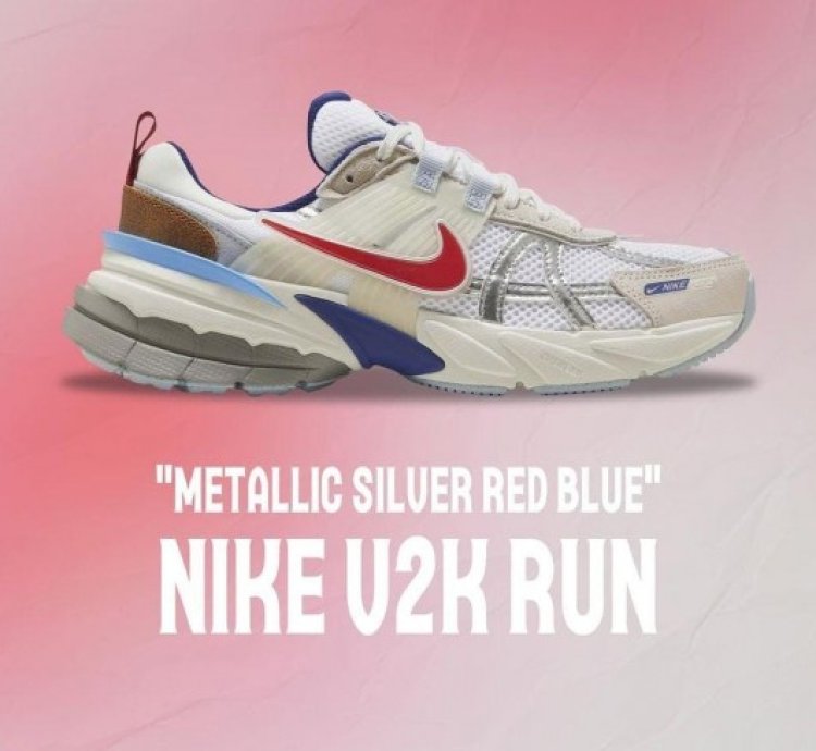 Nik E V2k Run Metallic Silver Gym Red Running Shoes