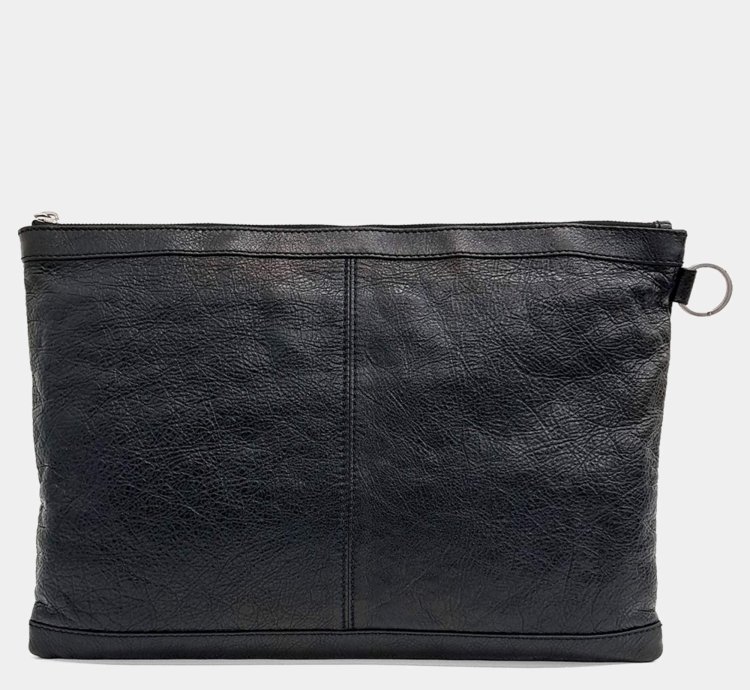 Balenciaga Black Leather Motor Clip Clutch Bag