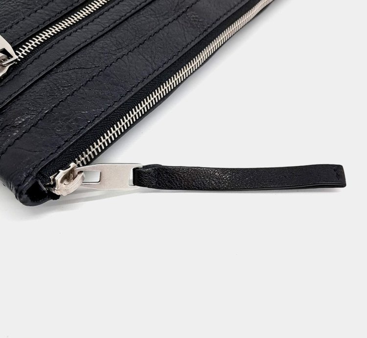Balenciaga Black Leather Motor Clip Clutch Bag