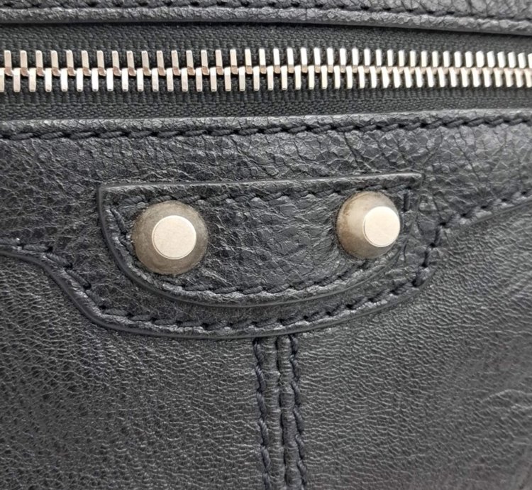 Balenciaga Black Leather Motor Clip Clutch Bag