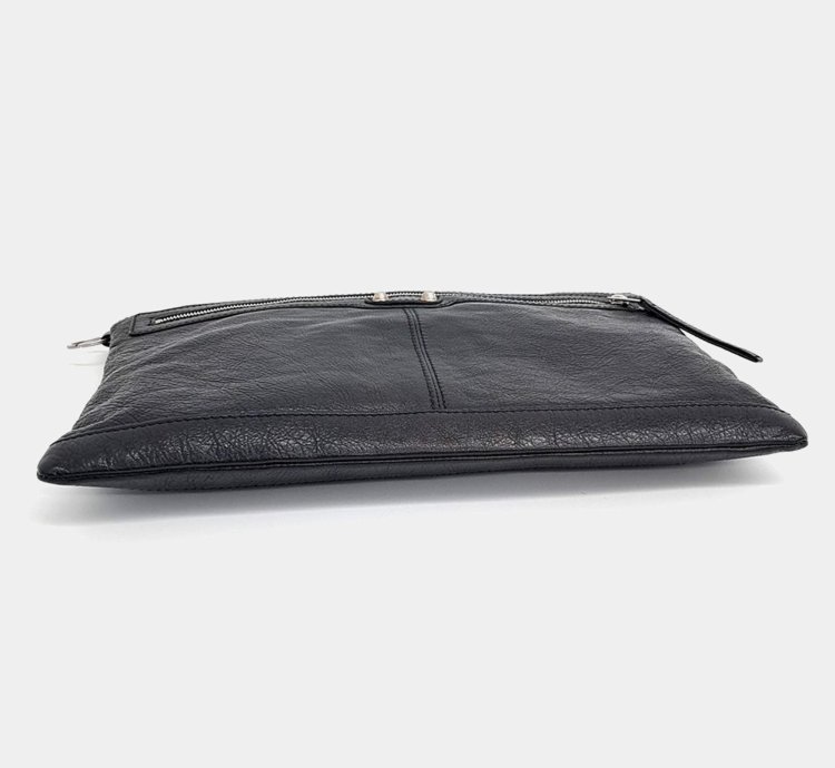 Balenciaga Black Leather Motor Clip Clutch Bag