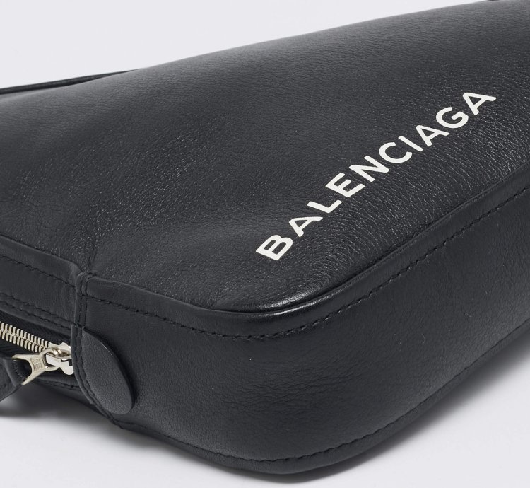 Balenciaga Black Leather Triangle Pouch