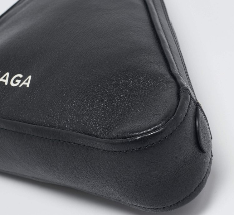 Balenciaga Black Leather Triangle Pouch