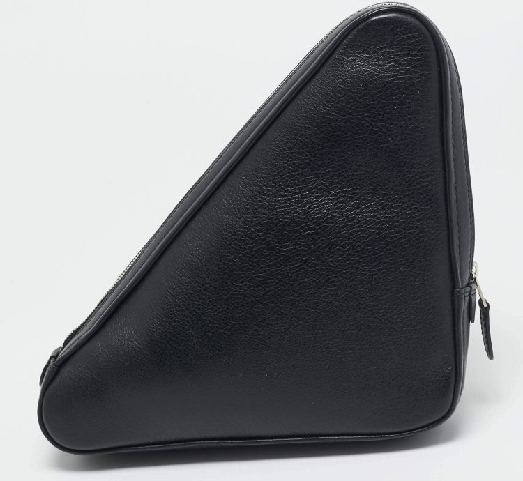 Balenciaga Black Leather Triangle Pouch