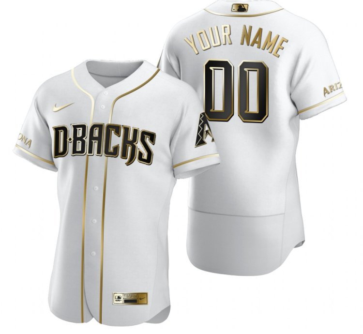 Arizona Diamondbacks Custom White Stitched Mlb Flex Base Golden Edition Jersey