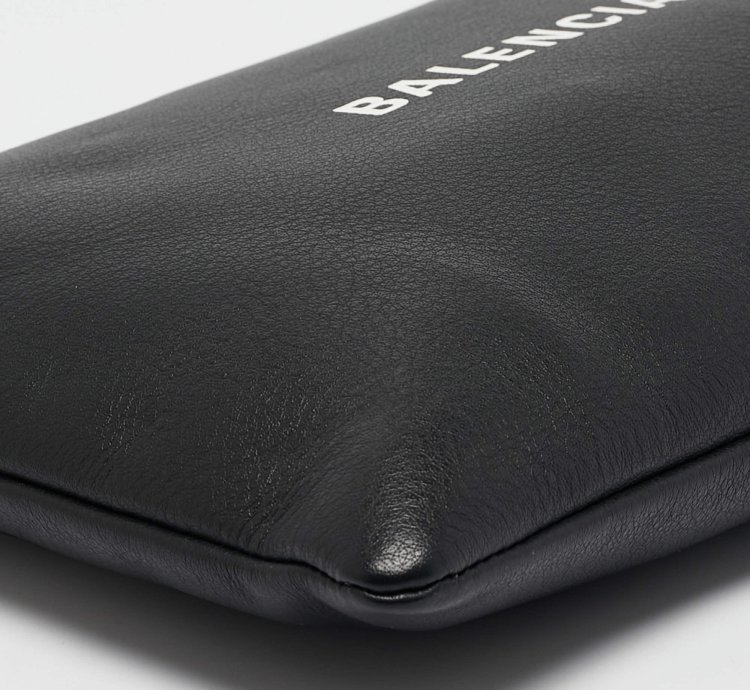 Balenciaga Black Leather Zip Pouch
