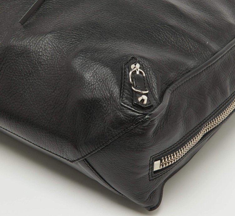 Balenciaga Black Olive Green Leather A5 Papier Tote
