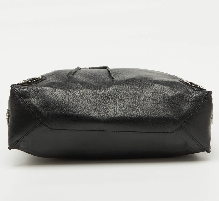 Balenciaga Black Olive Green Leather A5 Papier Tote
