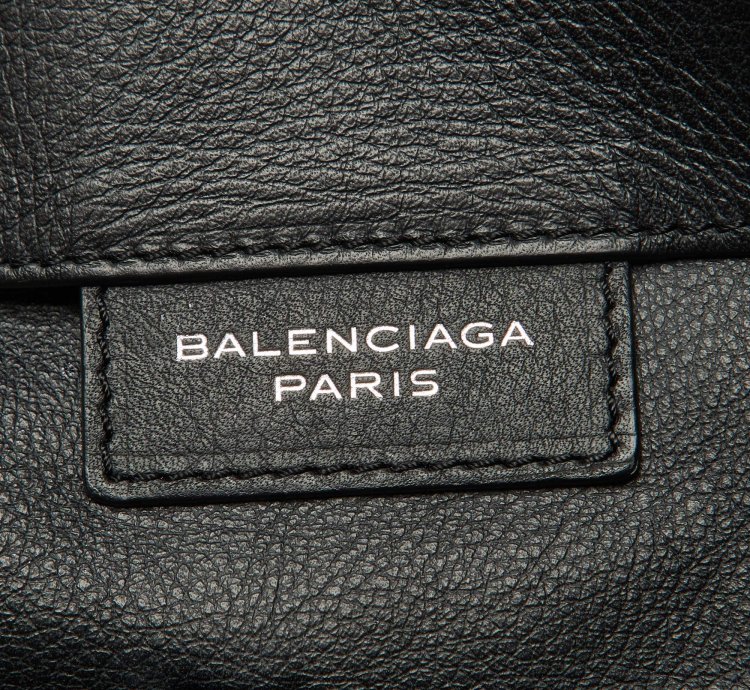Balenciaga Black Olive Green Leather A5 Papier Tote