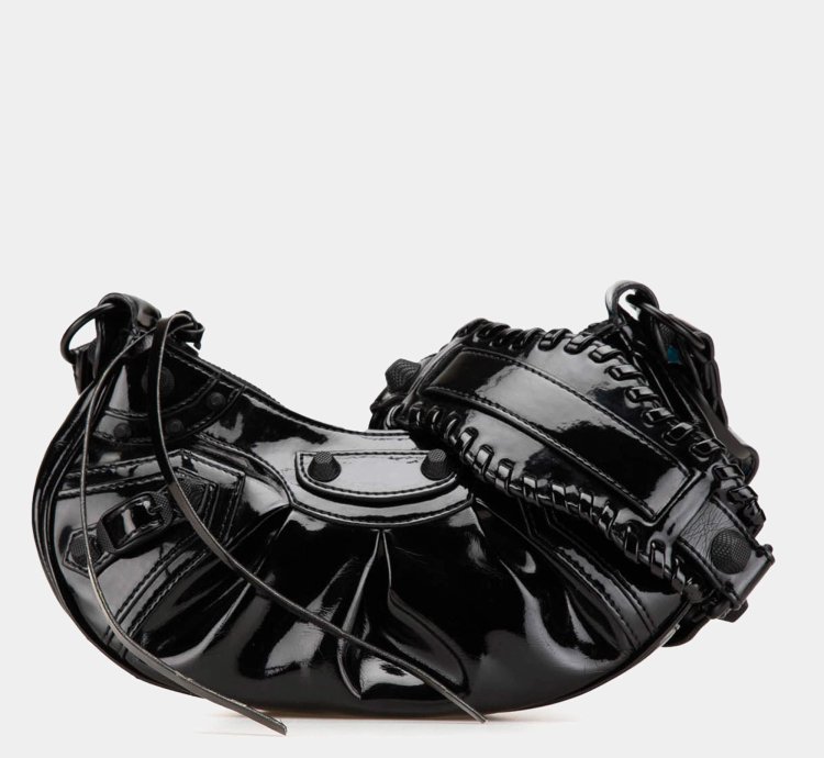 Balenciaga Black Patent Leather Motocross Le Cagole Xs Shoulder Bag