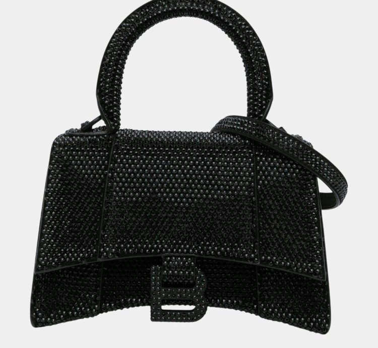 Balenciaga Black Rhinestone Xs Hourglass Shoulder Bag