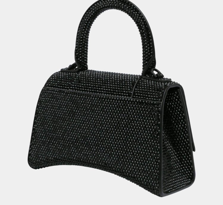 Balenciaga Black Rhinestone Xs Hourglass Shoulder Bag