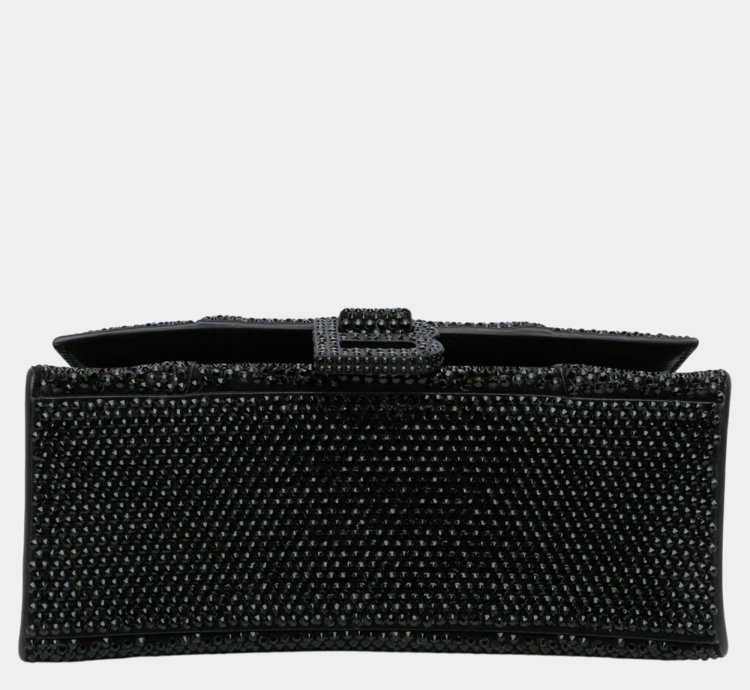 Balenciaga Black Rhinestone Xs Hourglass Shoulder Bag