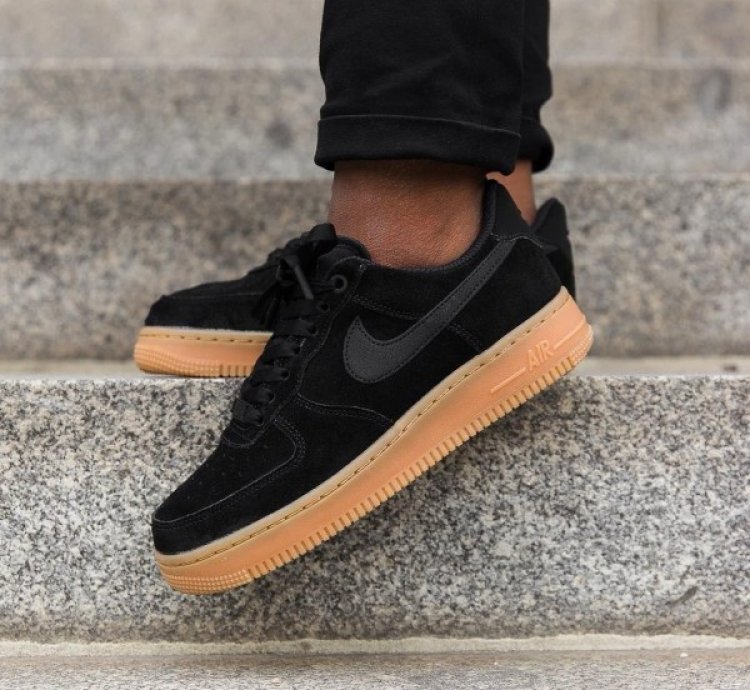 Nike Air Force 1 07 Black Suede Sneakers