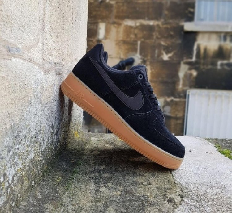 Nike Air Force 1 07 Black Suede Sneakers