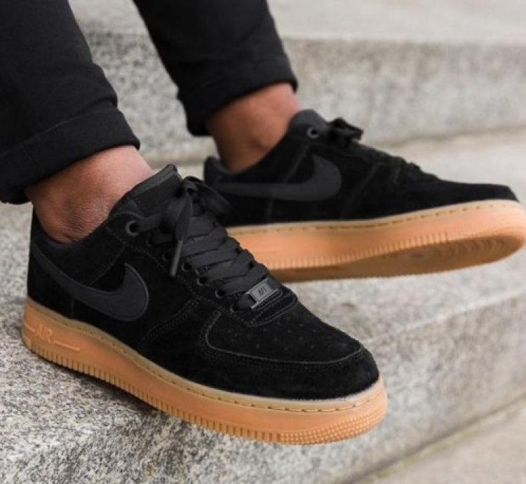 Nike Air Force 1 07 Black Suede Sneakers