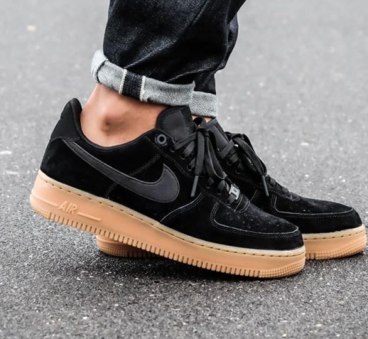 Nike Air Force 1 07 Black Suede Sneakers