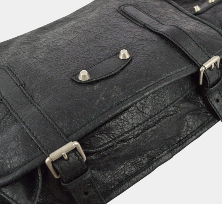Balenciaga Black Sheepskin Belt Bum Bag