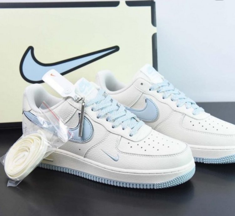 Nike Air Force 1 07 Low Keep Fresh Beige Blue Silver Sneakers