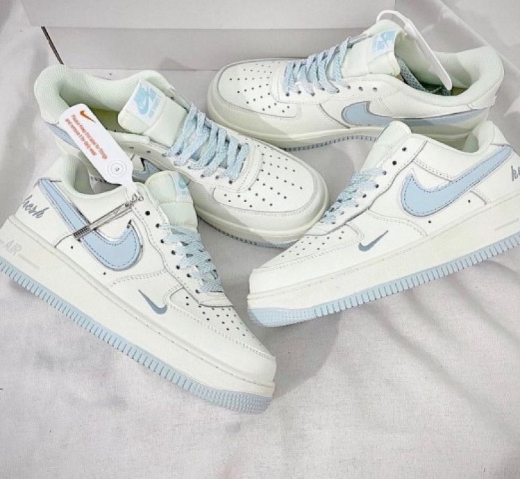 Nike Air Force 1 07 Low Keep Fresh Beige Blue Silver Sneakers