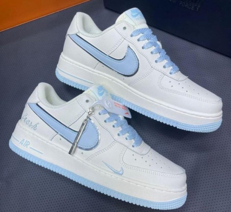 Nike Air Force 1 07 Low Keep Fresh Beige Blue Silver Sneakers