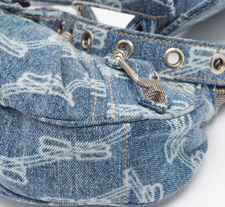 Balenciaga Blue Bb Monogram Denim Xs Le Cagole Shoulder Bag