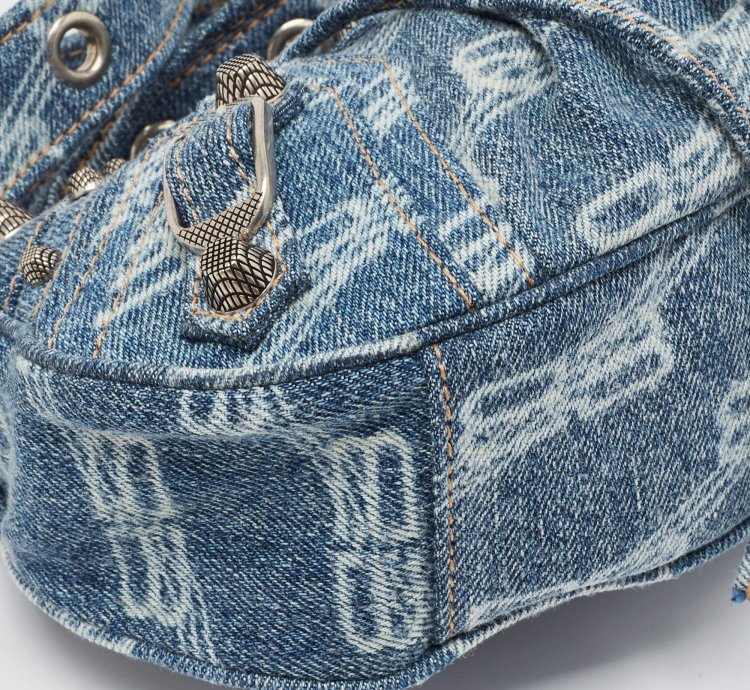 Balenciaga Blue Bb Monogram Denim Xs Le Cagole Shoulder Bag