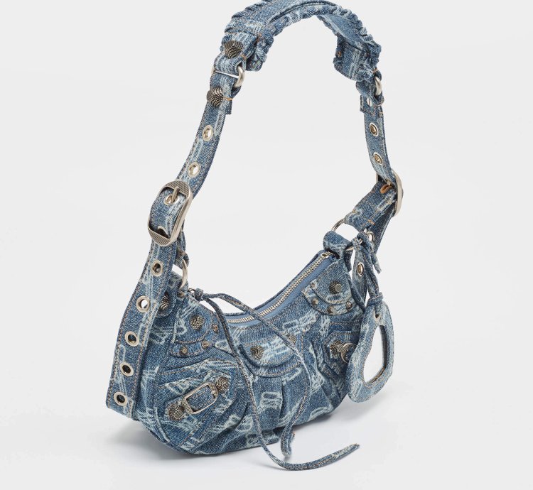 Balenciaga Blue Bb Monogram Denim Xs Le Cagole Shoulder Bag