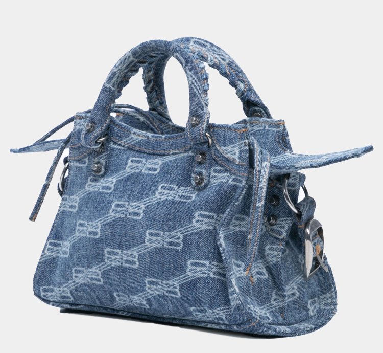 Balenciaga Blue Denim Bb Monogram Neo Cagole Xs Satchel