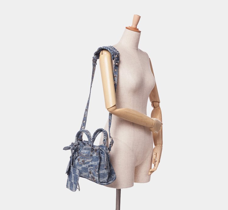 Balenciaga Blue Denim Bb Monogram Neo Cagole Xs Satchel