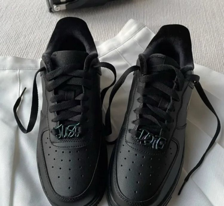 Nike Air Force 1 A Jet Black Just Do It Black Sneakers