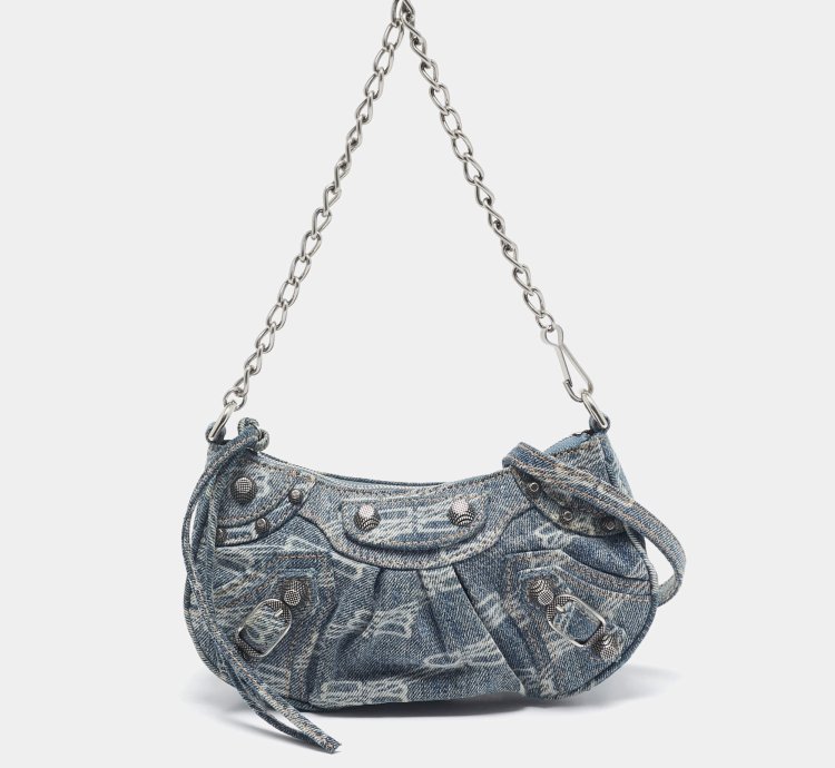 Balenciaga Blue Denim Mini Le Cagole Shoulder Bag