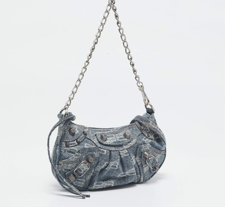 Balenciaga Blue Denim Mini Le Cagole Shoulder Bag