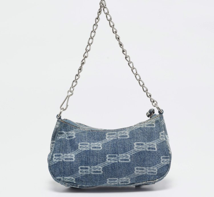 Balenciaga Blue Denim Mini Le Cagole Shoulder Bag