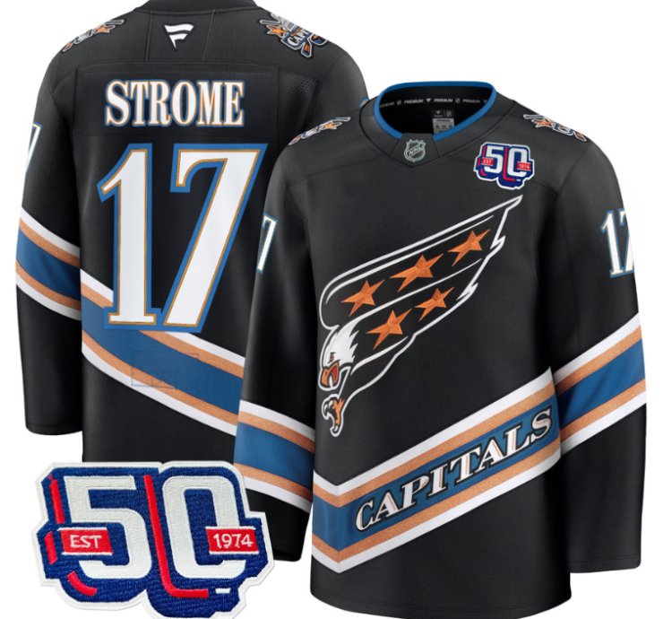 Men Dylan Strome Jersey 17 Washington Capitals 50th Stitched Screaming Eagle